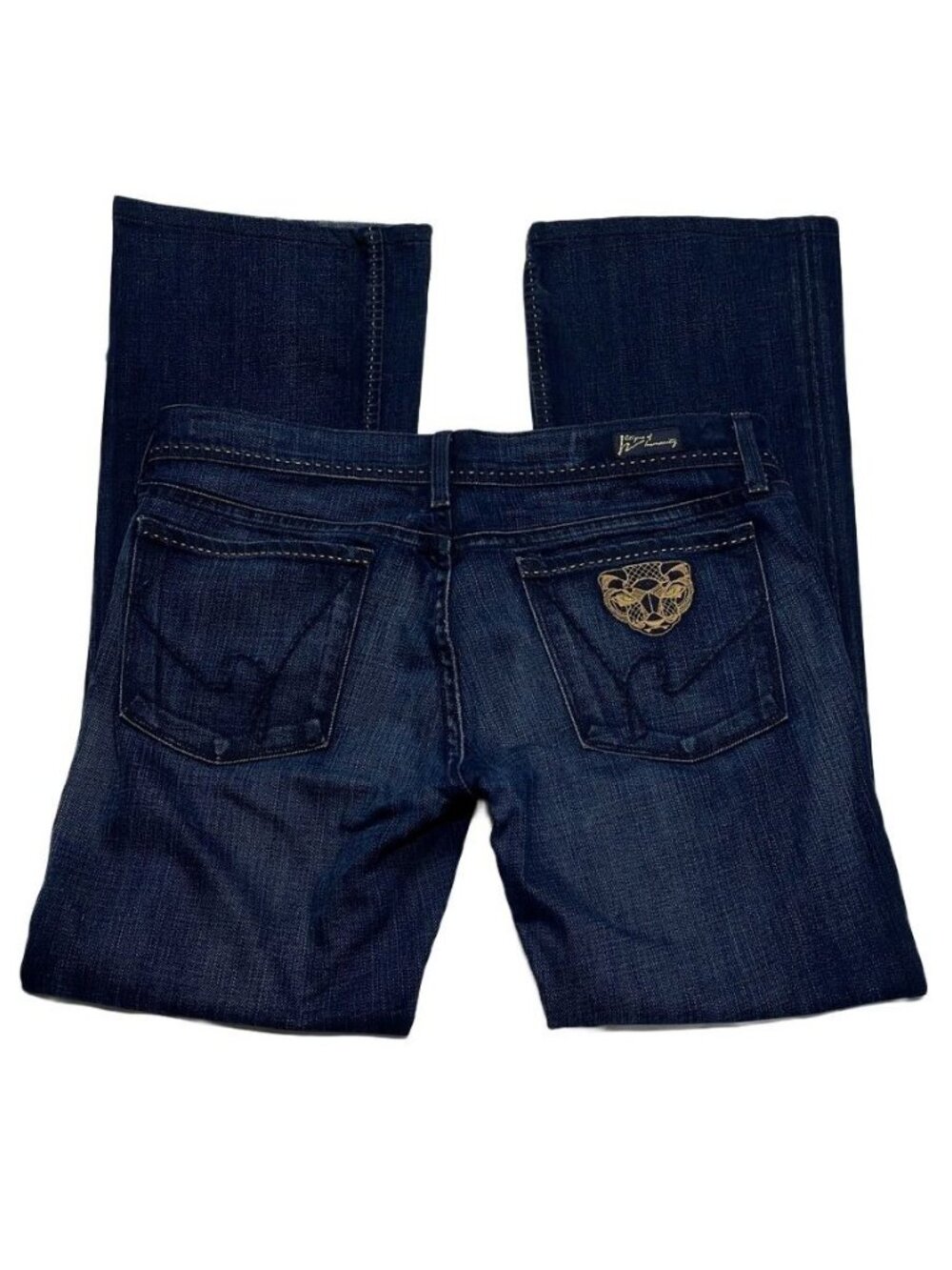 Citizens Of Humanity Dark Wash Bootcut Jeans With Gold Embroidered Back Pocket D - Picture 13 of 15